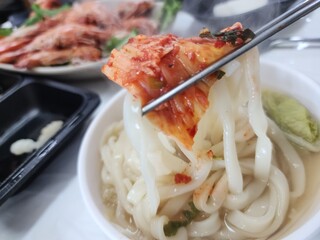 Korean traditional noodle dish. Kalguksu