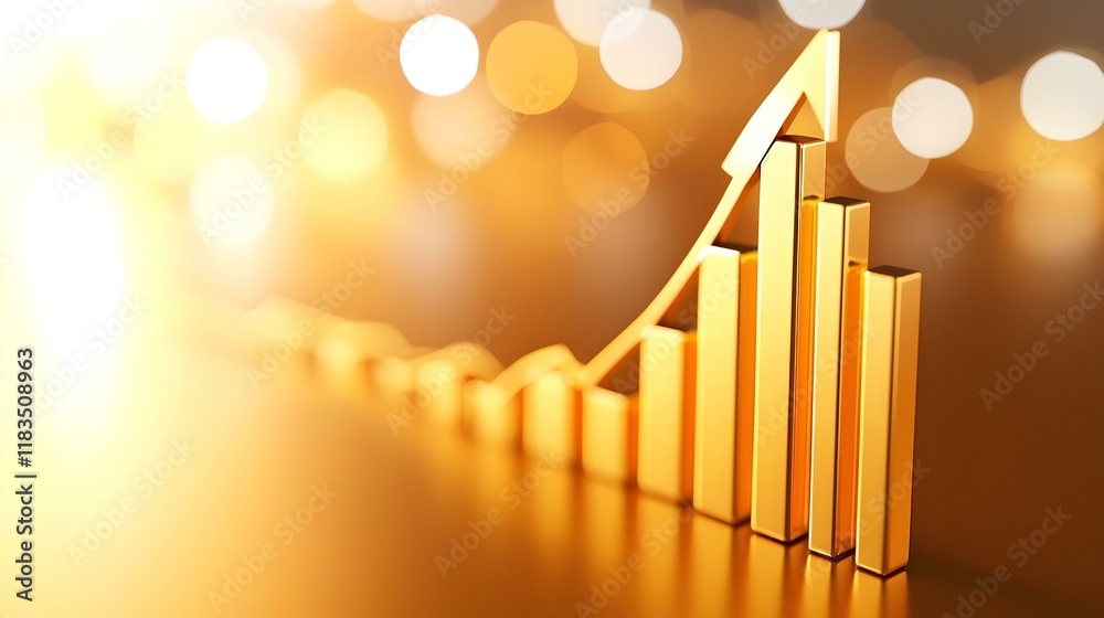 Poster market trends visualization, a dynamic display of stock market fluctuations with a graph and bar cha