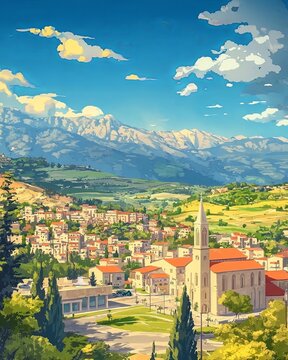 Akkar Lebanon Travel Poster Flat Illustration Print Decor Gift Canvas Wall Art Gift