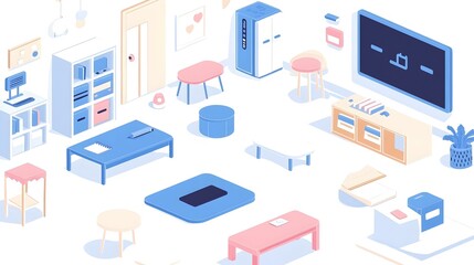 Obraz premium Smart Classroom Integration, a vibrant scene showcasing advanced technology enhancing learning environments, students engaged with interactive devices.