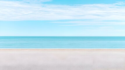 Obraz premium Serene Coastal Escape, a tranquil beach scene with soft waves lapping at the shore, gentle clouds drifting overhead, inviting solitude and reflection.