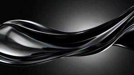 Obraz premium Abstract Black Liquid Wave: Elegant Glossy Flowing Design