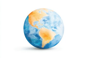 Fototapeta premium Watercolor world map artistic representation global environment digital art creative viewpoint nature concept, isolated on white background