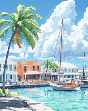 Speightstown Barbados Travel Poster Flat Illustration Print Decor Gift Canvas Wall Art Gift