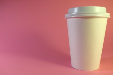 disposable paper coffee cup with lid, copy space