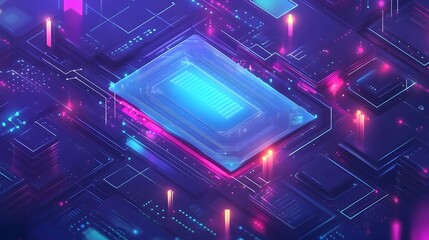 Fototapeta premium Abstract Neon Circuit Board Technology Background