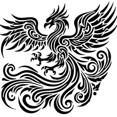 Vector of Tribal Phoenix Tattoo