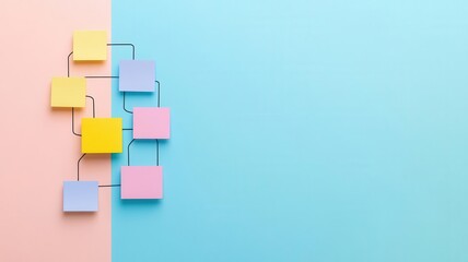 Step-by-step execution guides flat design top view process improvement theme animation colored pastel