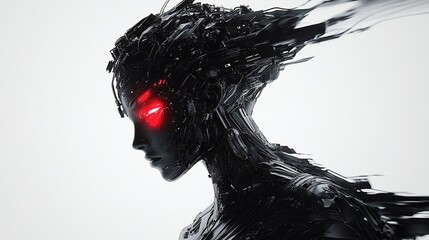 Fototapeta premium Cyberpunk Woman: A Digital Portrait of a Futuristic Female Android