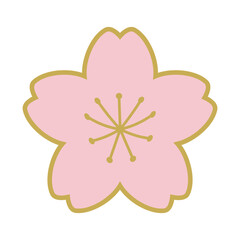 桜のイラスト　パステルカラー　金の縁取り　背景透過