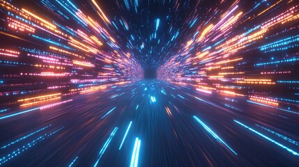 Naklejka premium Abstract Dynamic Neon Lights Tunnel Background
