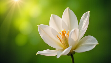 Naklejka premium Serene white flower blooming in sunlight, symbol of tranquility