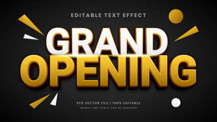 Grand opening gold 3d editable text effect