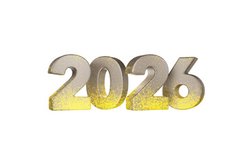 3D Illustration,  font 2026 background new year , Metallic surface, spray paint