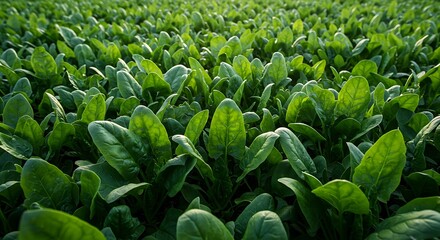 Lush Green Spinach Field Agriculture Farming Healthy Food