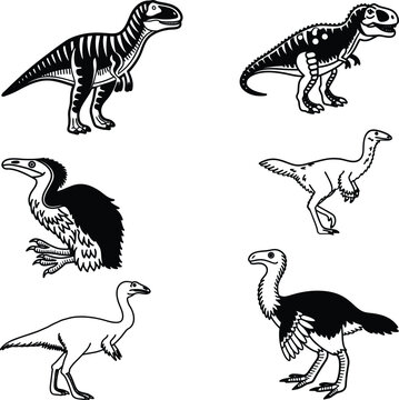 Mononykus bundle line art and illustrator eps
