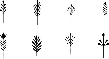 set of leaf vector art illustration.