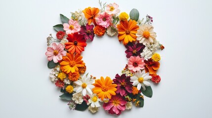 Naklejka premium Floral mandala made of dried flowers on white background
