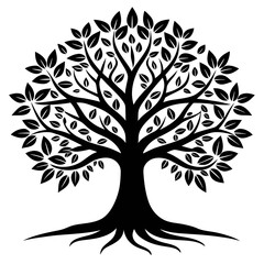 Tree of Life in Silhouette – Black Vector Design