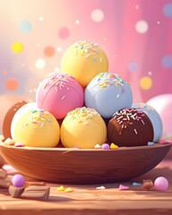 Colorful ice cream delight dessert table food festive atmosphere close-up sweet treats