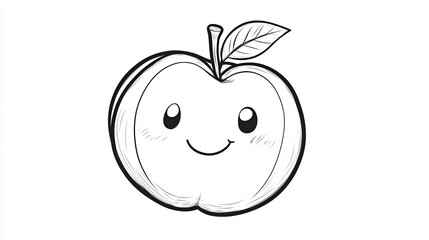 Obraz premium Happy Apple Coloring Page for Kids