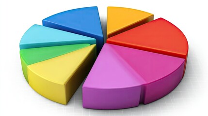 Obraz premium Colorful 3D Pie Chart Data Visualization