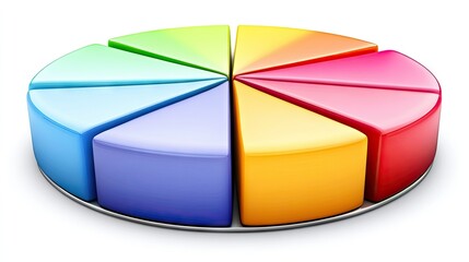 Obraz premium Colorful 3D Pie Chart Data Visualization