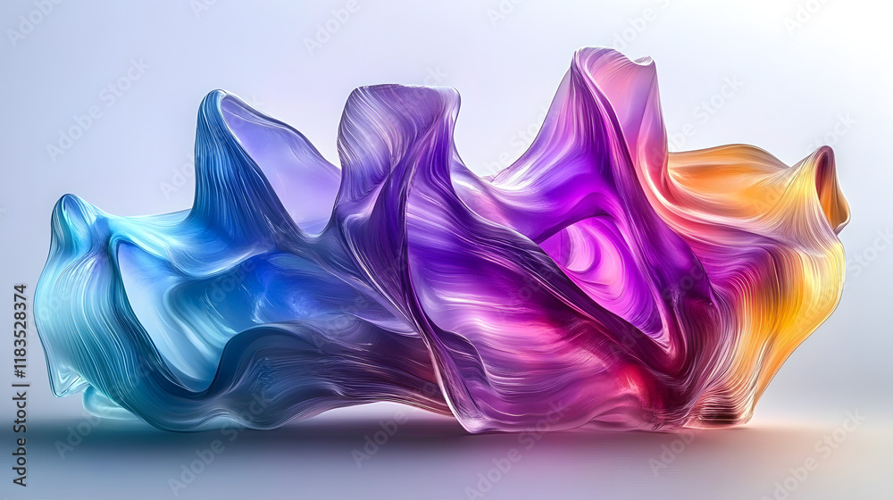 Poster gradient elements in abstract shapes on a transparent backdrop