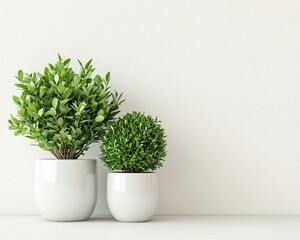 Two potted plants on white background.