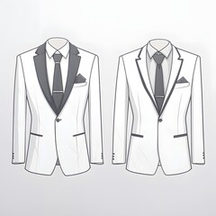 Stylish suit designs fashion show illustration studio close-up tailored trends