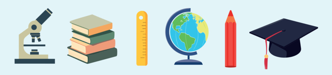 Education tools icons set, vector element set