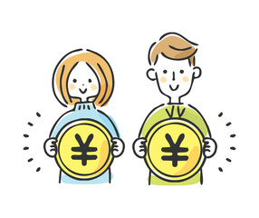夫婦とお金のイラスト