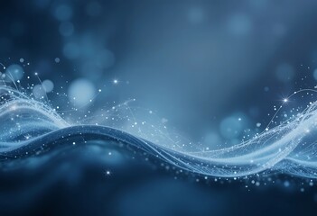 Abstract Blue Wave with Sparkling Lights and Lines