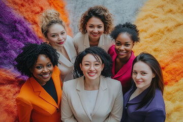 Confident and empowered women celebrating unity and diversity in a joyful group portrait