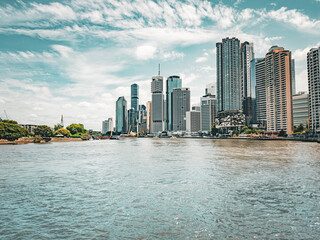 Fototapeta premium Brisbane Modern Skyscrapers: Minimalist Urban Architecture for Business and City Living. Queensland. Australia