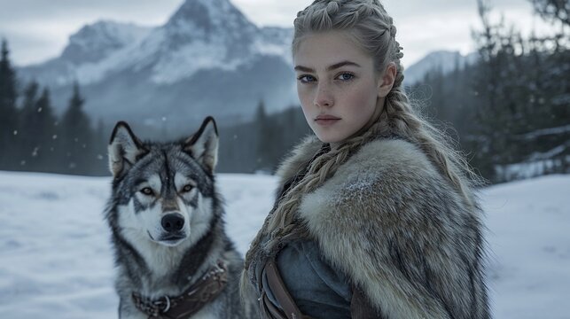 The Young Warrior and Her Loyal Wolf: A Winter's Tale