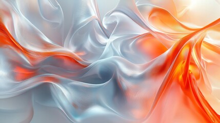 Obraz premium Futuristic metallic silver and warm coral aura on white background