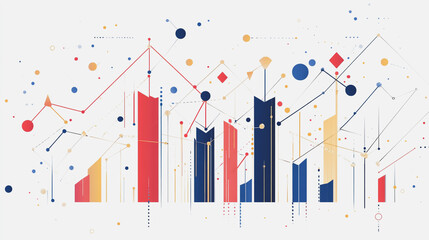 Naklejka premium Abstract white background with Colorful charts and graphs with statistics to innovative analyze business potential and forecast future development of companies growth