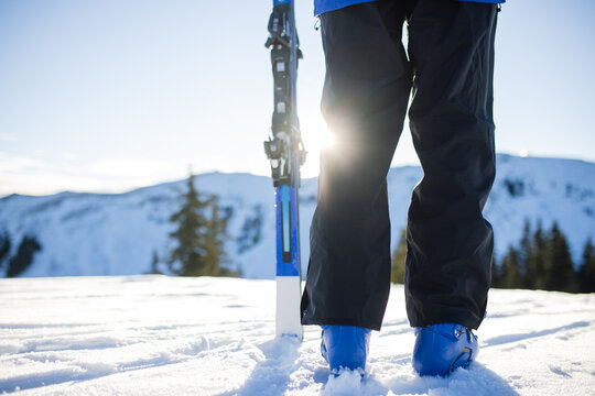 Close-up of skier's boots and skis in the snow, Kitzb&uuml;hel Alps