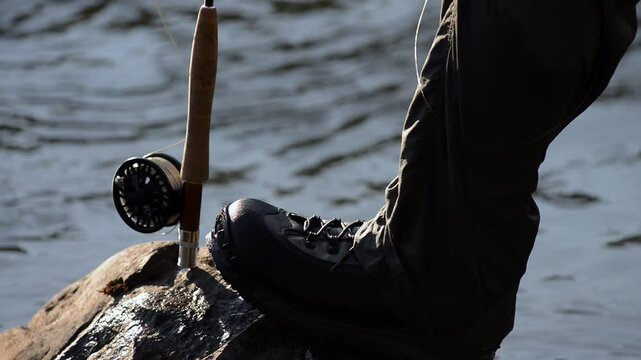 Flyfishing gear and foot wear.