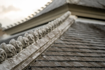 Traditional Thai rooftop architecture in detail
