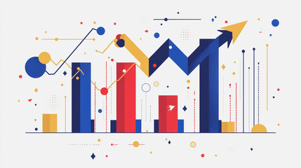 Naklejka premium Abstract white background with Colorful charts and graphs with statistics to innovative analyze business potential and forecast future development of companies growth