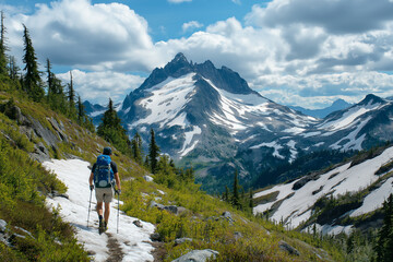 Naklejka premium トレイル, 雪山, 山, 雪, 風景, 空, 冬, 山, 自然, 雲, アルプス山脈, 雲, 森, 寒い, こおり, 湖, 全景, 景色, ヒル, 旅行, 美しさ, 高い, 山道, mountain, trail, モーニング, ルーラル, アウトドア, 緑, 徒歩旅行, サマータイム, アルパイン, 岩, ロシア連邦, パノラマの, スイス, スキー, ハイカー, バックパック, 女, トレッキ