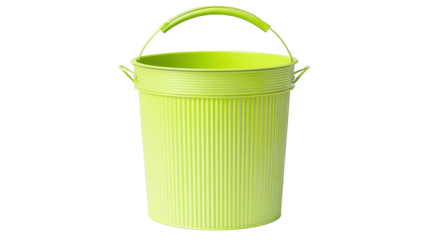 Vibrant green plastic bucket with sturdy handle for versatile use 