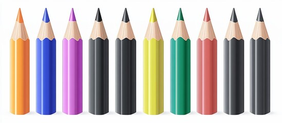 Naklejka premium Collection of Colorful Pencils: A Vibrant Array of Drawing Tools