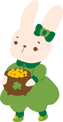 St. Patrick's Day little rabbit holding a pot