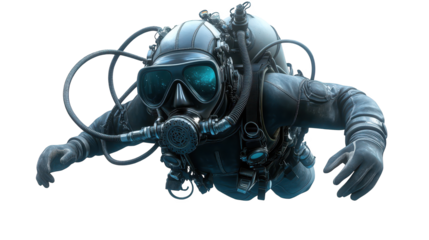 Scuba diver explores vibrant coral reef ecosystem in the depths of the ocean underwater