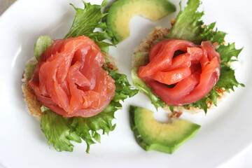 Appetizer with trout and greens