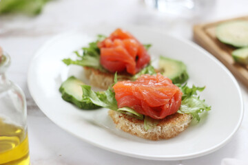 Appetizer with trout and greens