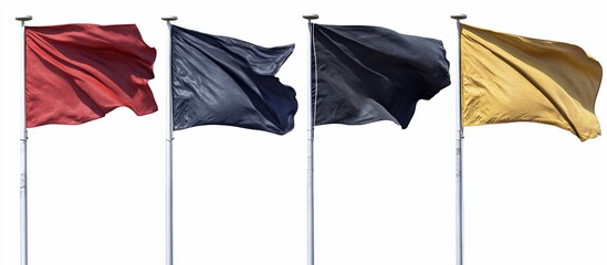 Naklejka premium Four Flags Waving in the Wind: Red, Black, Black, Gold
